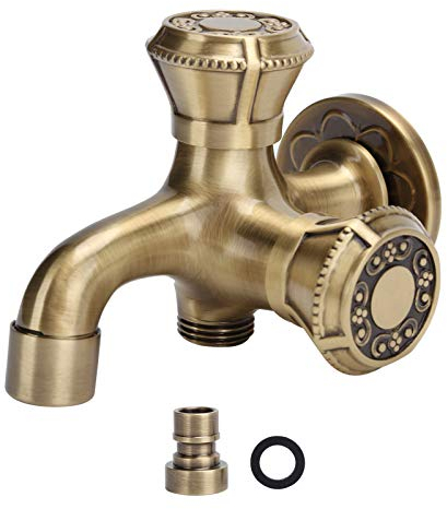 Rubinetto Vintage, Rubinetto a Parete G1/2 Rubinetto in Ottone Antico per Lavatrice, Lavabo da Bagno, Giardino, Casa, Cucina