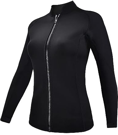 REALON Wetsuits Top Jacket Women Men 2mm Neoprene Long Sleeve Shirt 3mm Front Zipper Vest Wet Suit Keep Warm for Adult Youth Kids Diving Surf Swim Water Sports