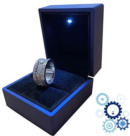 Anti-Angst Ring für Erwachsene, Spinner Ring Herren Damen Edelstahl Zappelband Ringe Stressabbau Anxiety Drehbar Meditationsring Schmuck Geschenk,Silber,8