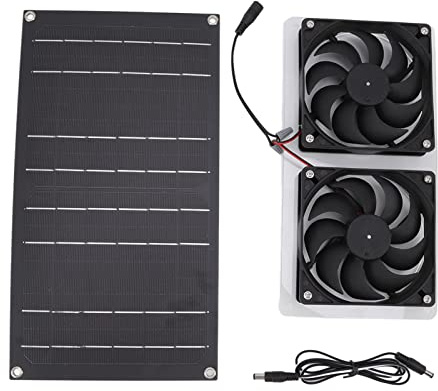 CHICIRIS Solar Ventilator Gewächshaus, Solarventilator, 100W Solar Lüfter IP67 Wasserdichter Dualer Solarbetriebener Ventilator für Gewächshaus, Schuppen, Hühnerstall, Belüftung von Hundehütten