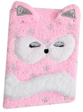 NUOBESTY Plüschtagebuch Schneefuchs Notizbuch Für Schüler Plüschbezug Bunt Liniertes Papier Handlich Für Schule Reisen