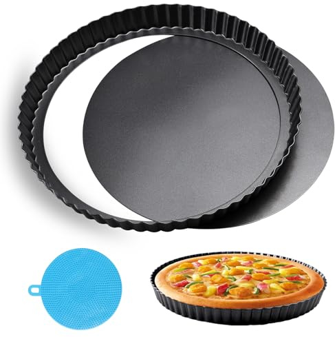 ztowoto Molde Para Tarta 28cm, Molde Quiche Con Base De ElevacióN, Moldes Para Pan Base ExtraíBle, Moldes Para Tartas, Molde Para Quiche Y Tarta Con, Tarta(Negro)