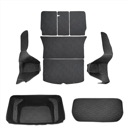 WEMAK Neue Kofferraummatten aus Leder vollständig umschlossen wasserdicht rutschfest individuelle Bodenmatte für Tesla Model Y 3 Highland X 2017-2024,Storage Pad Set b-Model X 6 or 7 Seats
