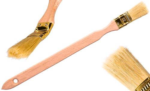 ToolSpace Pinceau à Calories Courbes | Pinceau pour radiateurs | Largeur 25 mm | Longueur Totale : 34 cm | Poils : Poils naturels denses| Manche : Bois de hêtre | 1 pièce