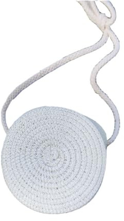 Rockreyoa Pequeña bolsa de hombro de paja para niños, bolsa de paja linda, bolso de playa floral, boho crossbody bolsas con correa larga para niñas mujeres ocio viajes vacaciones blanco