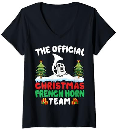 Damen Xmas French Horn Team - Hornist French Horn Player Christmas T-Shirt mit V-Ausschnitt