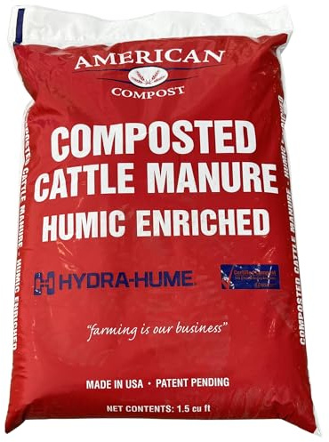 American Compost 1.5 Cu Ft, Hydra-Hume Enriched Manure - for Soil, Flowers, Potted Plants, Raised Beds, and Compost Tea