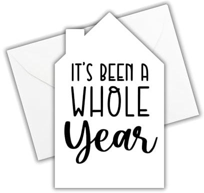 Lashicorn Happy Home Anniversary Realtor Marketing Cards with Envelope - 25 pack - 7.5x5.5” Referral Card Neighbor It’s Been A Whole Year Congratulations on Selling Your Home
