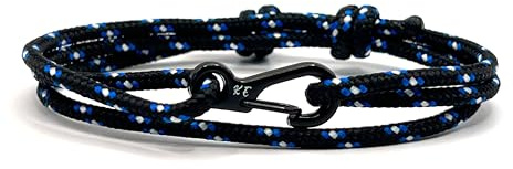 Braccialetto in corda con moschettone, corda da arrampicata in paracord resistente con moschettone, corda Paracord regolabile con chiusura nera, braccialetto di sopravvivenza durevole, bracciale da