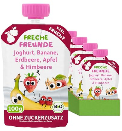 FRECHE FREUNDE Bio Quetschies Joghurt, Banane, Apfel, rote Beeren (6x100g)