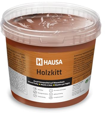 HAUSA Holzkitt 1 kg Palisander Holzspachtelmasse, Kitt für Holz, Holzspachtel/Füllmasse zum Reparieren von Holzschäden gebrauchsfertig ausgezeichnete Füllkraft schnelltrocknend rissbeständig