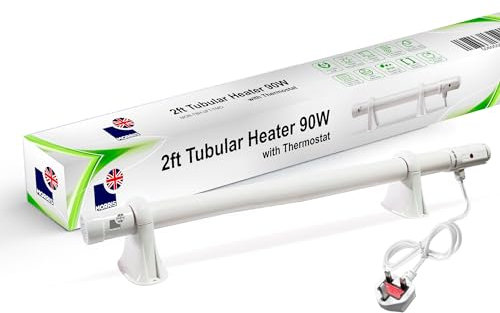 Morris Tubular Heater 1ft, 2ft, 3ft, 4ft Tube Heater With Built In Thermostat Green house Bathroom Conservatory (2FT (90w))