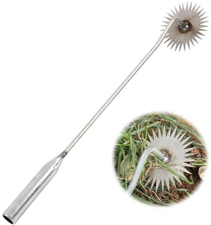 Herramienta de desbrozadora manual de jardín con diseño de girasol de 360°, extractor de malas hierbas portátil con mango largo, herramienta de eliminación de césped de acero inoxidable, bordeadora de