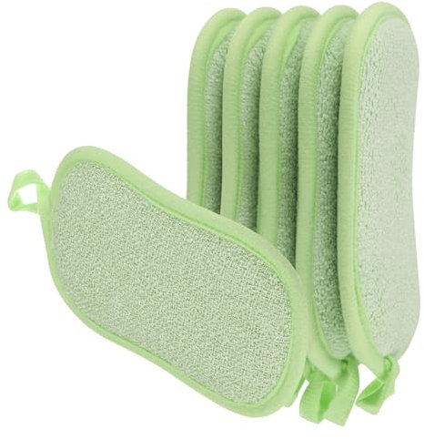 QUARKZMAN Multiusos Cocina Plato Esponja Estropajo, 5uds Antirayaduras Microfibra Estropajos Esponjas Exfoliante para Lavar Platos Limpieza Cocina, Verde