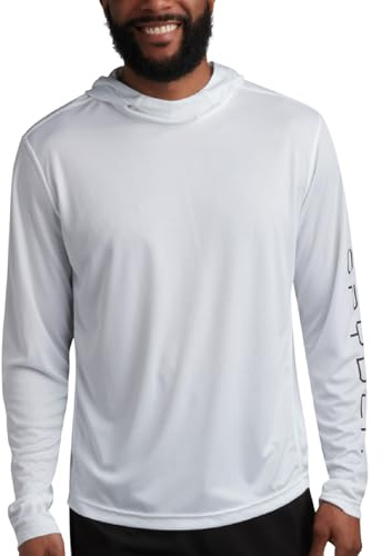 Spyder Mens Sun Hoodie - Quick Dry Lightweight UPF 50+ UV Protection Long Sleeve Rash Guard Swim Shirts for Men, Size Medium, White