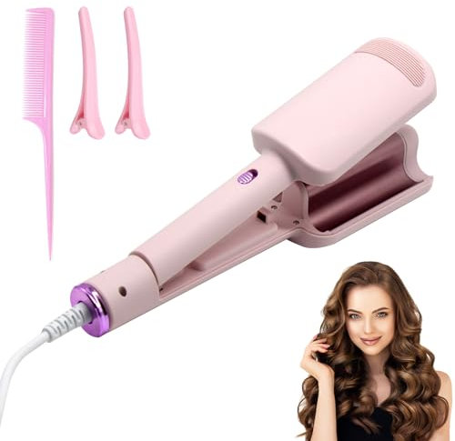HASAIKA® Piastra Onde per Capelli, Ferro Arricciacapelli, 32 mm Ferro per Capelli Onde con 4 Temperature regolabili per tutti i tipi di capelli, viene fornito con 1 pettine, 2 clip (Rosa)
