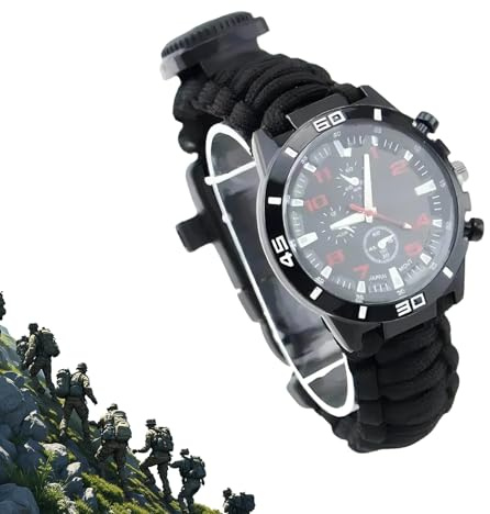 16 I 1 Sports Survival Armband, Outdoor 7 Core Paracord Mountaineering Waterproof Watch Emergency Armband First Aid Tools With Fishing Kit(Color-8)