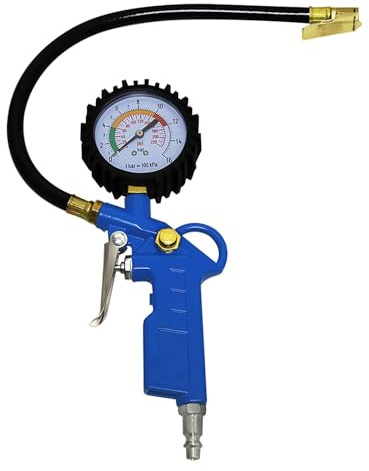 OKSTENCK Auto Tire Inflator with Pressure Gauge 220 PSI Dial Wheel Inflator Gage Compressor Accessories Heavy Duty with Rubber Hose and Quick Connect Plug for RV Car Motorcycle for Men