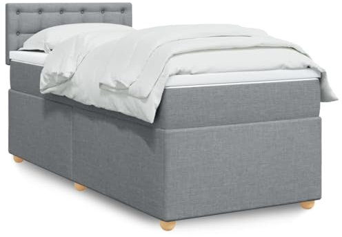 MOBCANT Boxspringbett mit Matratze, Bettstütze Bett Familienbett Betten Geeignet für Gästezimmer Schlafzimmer Schulen Wohnungen Hellgrau 80x200 cm Stoff
