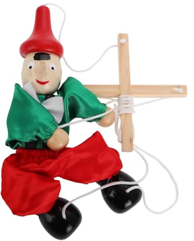Holz Marionette Mit Schnüren - Ziehfaden-Puppenfigur mit traditioneller Spielzeug-Schnur - Interaktive Puppentheater-Spielfigur für Rollenspiele Geburtstag & Festtage