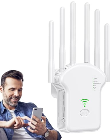 Amplificador De Señal WiFi,Repetidor De Internet para El Hogar - Amplificador WiFi Portátil con 1200Mbps Doble Banda para Exteriores, Oficina, Autocaravana Y Sótano