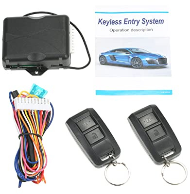 Système d'entrée sans clé de Voiture avec kit de boîtier de Commande Central à Distance antidémarrage pour véhicules 12 V Comprenant Deux 2 télécommandes, indicateur LED et