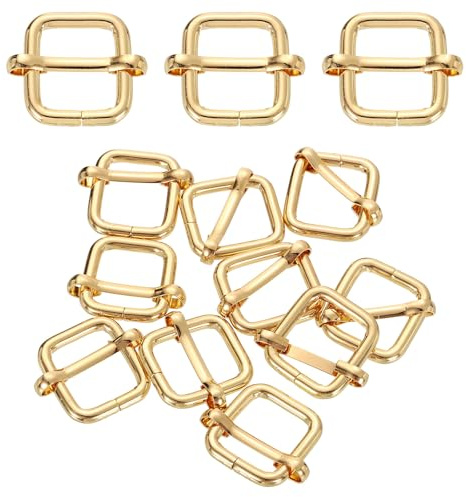 QUARKZMAN 32Pcs Boucle À Rouleau En Métal, 5/8(15mm) Boucles À Glissière Tri-Glides Réglables Avec Barre Mobile Pour La Fabrication De Sacs À Main, Or Clair, 27mm