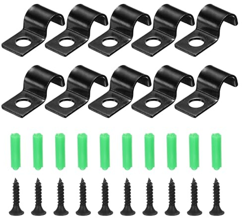 sourcing map 5/16 Inch Pipe Strap Set, Carbon Steel Conduit Clip 50pcs Single Hole Strap Clamp for Pipe Tube Cable Fixing (8mm, Black)