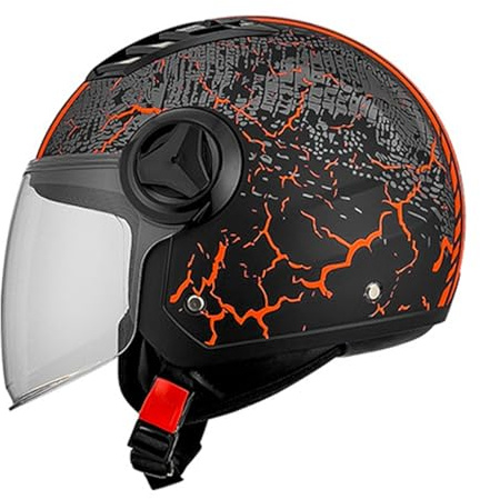 Caschi Moto Jet Casco Vintage Casco Da Moto 3/4 Casco Sicurezza Elmetto Scooter Per Adulti Uomini Donne Approvato DOTECE Mezzo Casco Da Motociclista Caschi Cromwell C,XXL:63-64CM