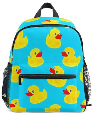 RPLIFE Mochila escolar con etiqueta de nombre mini, color azul pato amarillo brillante, para niños y niñas, de 3 a 8 años, Amarillo brillante azul pato, Mediano, Lindas mochilas