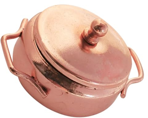 FIXOSHEE Pot Miniature en Métal Vintage Cuivre, Marmite Décorative Miniature pour Maison de Poupée, Ustensile Cuisine Décoratif, Accessoire Déco pour Jouets, Petit Modèle Réaliste,