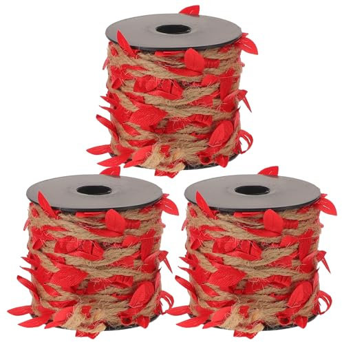 Hohopeti 3rolls Artificial Red Maple Leaf Decoration for Home Wedding Rustic Wall Hanging Garland Burlap Twine of Maple Leaves Garlands
