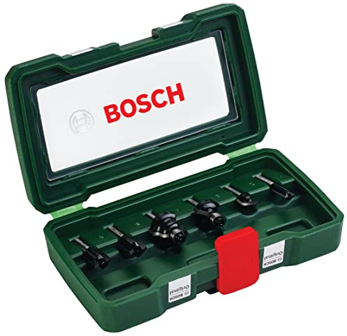 Bosch Home and Garden 6-teiliges HM-Fräser-Set, 1/4-Schaft, in Kunststoffbox, 2607019462