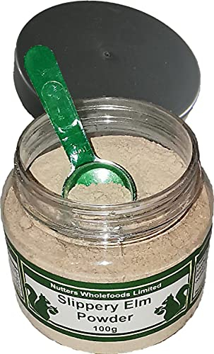 Natural Health 4 Life 100% Pure Inner Bark Slippery Elm Powder – Supports Gut Health, Gluten Free, Vegan – Natural Flavour – Suitable for All Ages – 100g Slippery Elm Powder Tub with Scoop