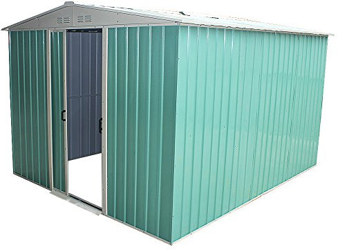 Panana 8x6FT Metal Garden Apex Roof Storage Shed Metal Flat Roof Shed Door at 8FT side
