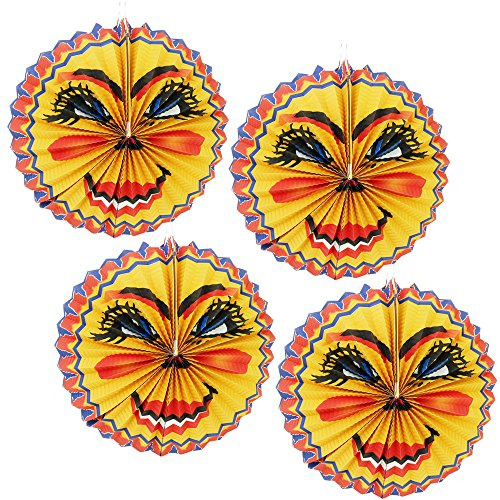 com-four® 4X Laterne mit Buntem Mond Motiv, Papierlaterne für Sankt Martin | Martinslaterne für Umzüge