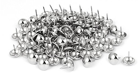 sourcing map Hogar 14mm Diámetro Metal Redondo Cúpula Cabeza Tapicería Tachuela Clavo Plata Tono 120 Piezas