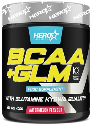 HERO TECH | BCAA+GLM 400 gr | Aminoácidos ramificados en polvo con Glutamina | Recuperación, Energía, Rendimiento