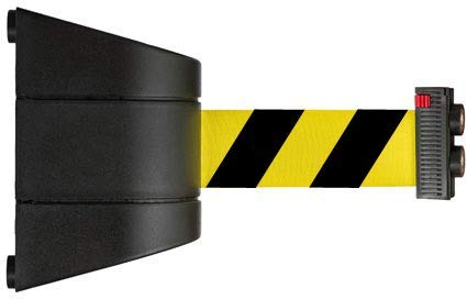 FlexiBarrier Magnetic - Cinta de seguridad con soporte para la pared (cinta de 4,5 o 10,0 metros) (4,5 m, negro/amarillo)