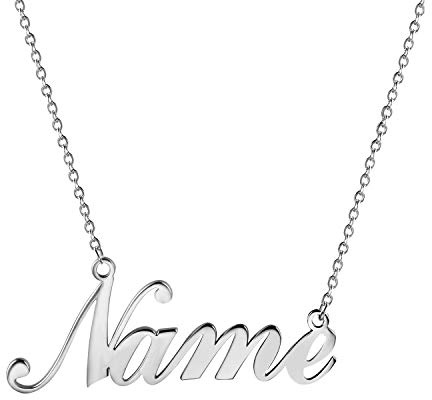 JewelryWe Schmuck Namenskette Damen Edelstahl Personalisierte Kette Halskette mit Namen Herz Schmetterling Infinity Buchstaben, Geschenk für Frauen, Freundin, Mutter, Schwester