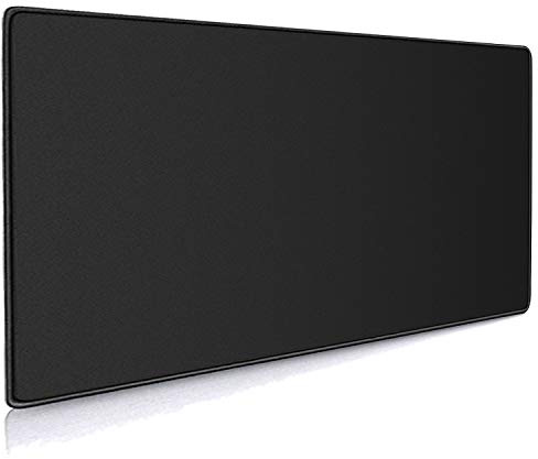 Jahosin XXL spelmusmatta, utökad 900 x 400 mm musmatta sydda kanter 3 mm halkfri gummibas stor svart skrivbordsdyna för spel/kontor/affärsverksamhet (90 x 40 svart)