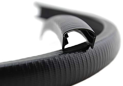 SMI-Kantenschutzprofil KS24-27S für 24-27mm PVC mit Stahleinlage Schwarz selbstklemmend ohne Kleber - Kantenschutz, Kederprofil, Kantenprofil, Kantenschutzleiste für Bleche, Platten (20 m)