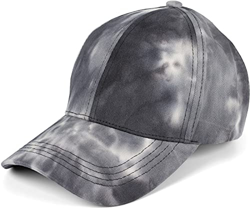 styleBREAKER Damen Baseball Cap mit Batik Muster, Muster Unikat, 6-Panel, Basecap, Click & Snap verstellbar 04023082, Farbe:Schwarz-Grau