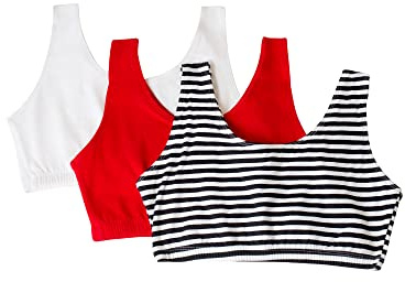 Fruit of The Loom Sujetador Deportivo para Mujer (6 Unidades), Skinny Stripe/White/Red Hot, 40