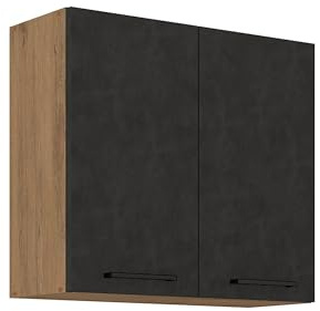 Kuechen-preisbombe Vigo Hängeschrank 80 cm Eiche Lancelot Matera Grau Küchenzeile Küchenblock Küche