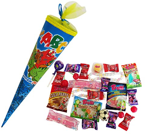 CAPTAIN PLAY Schultüte 35cm gefüllt mit Süßigkeiten ohne Schokolade (20-teilig)