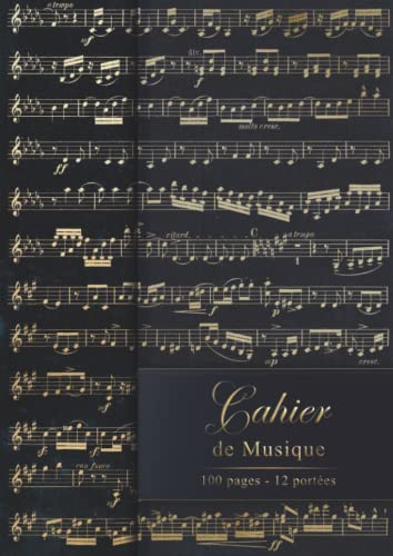 Cahier de musique: Carnet de partitions A4 pour solfège compositions musicales 100 pages avec 12 portées | pour débutants et professionnels enfants et adultes.