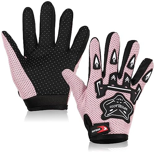 QESSUVNC Kinder-Fahrradhandschuhe mit Gelenkschutz, atmungsaktive Motorradhandschuhe für Mädchen, Radfahren, Skifahren, Outdoor-Sportarten (Rosa)