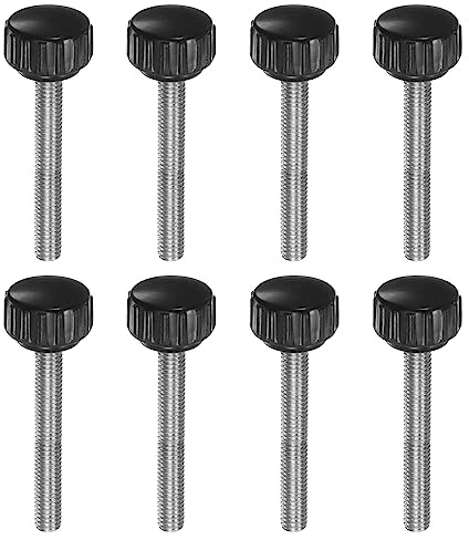 QUARKZMAN 8uds Moleteadas Sujeción Perillas M5 x 40mm Macho Rosca 16mm Cabeza Agarre Plástico Métrico Mariposa Tornillo Perno Perillas Roscado Perno Manijas, Negro