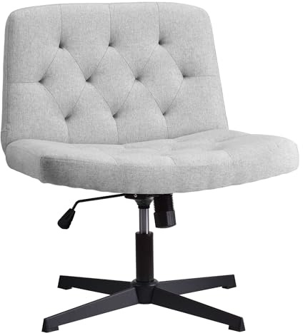 WangPangzi Armloser Bürostuhl, fußlos Rollstuhl zu Hause Bürostuhl, höhenverstellbar Stuhl, Ergonomischer Schreibtischstuhl,Schminktisch Stuhl, breite Stoff Drehstuhl(Grau)